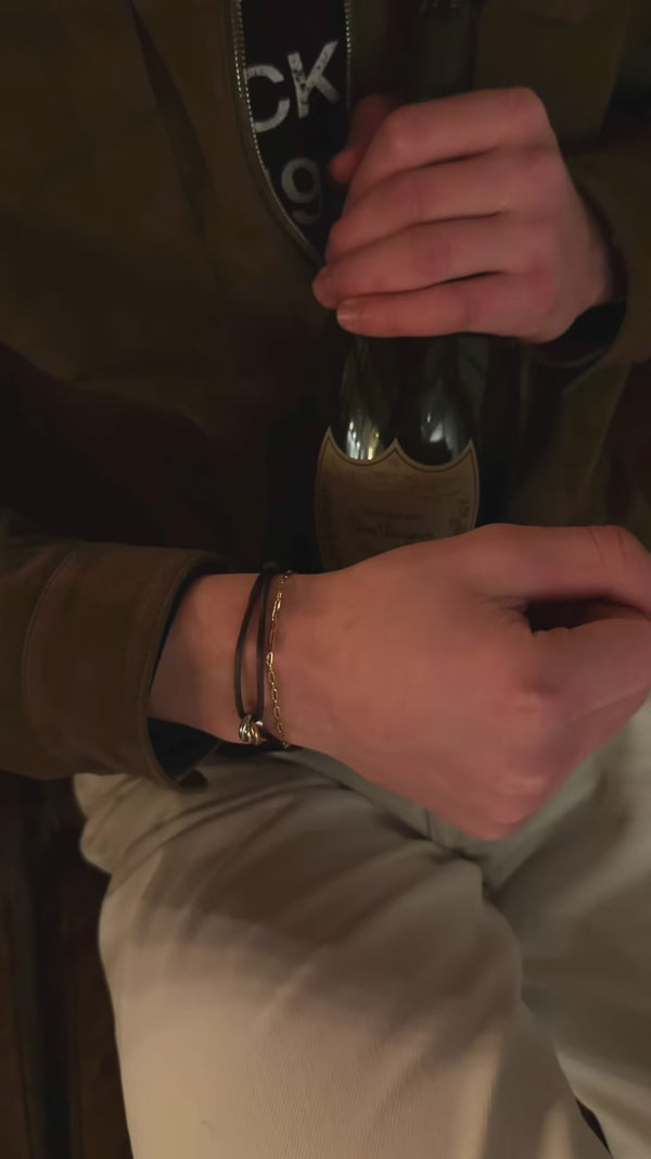 Video of minimal stainless steel bracelet worn on wrist 